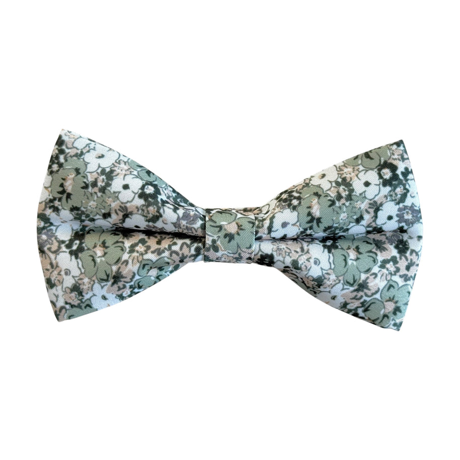Dusty Pale Green Floral Bow Tie