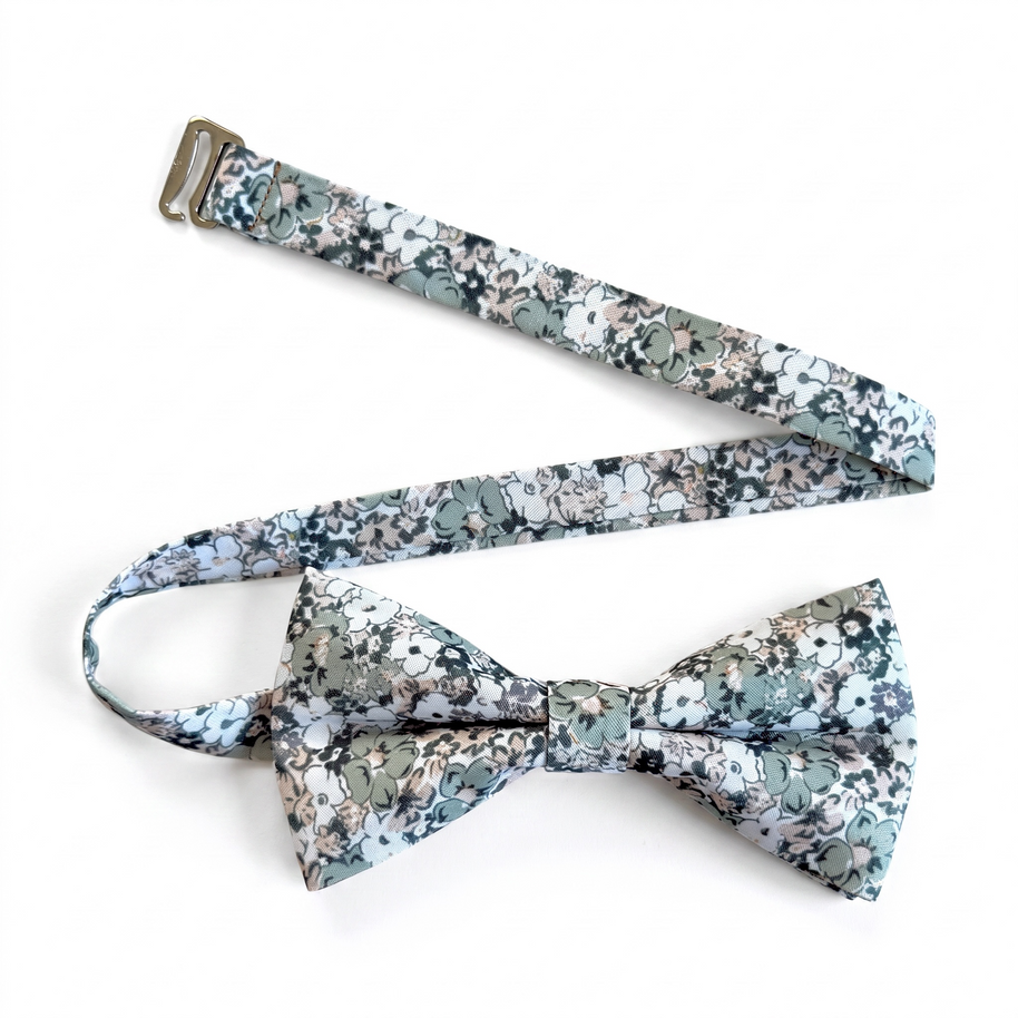 Dusty Pale Green Floral Bow Tie
