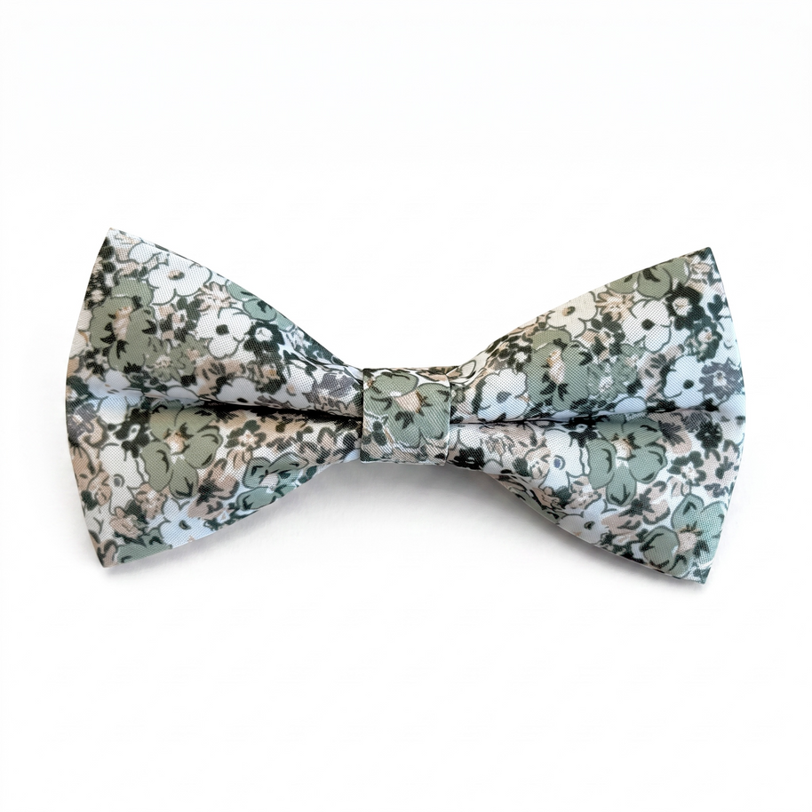 Dusty Pale Green Floral Bow Tie