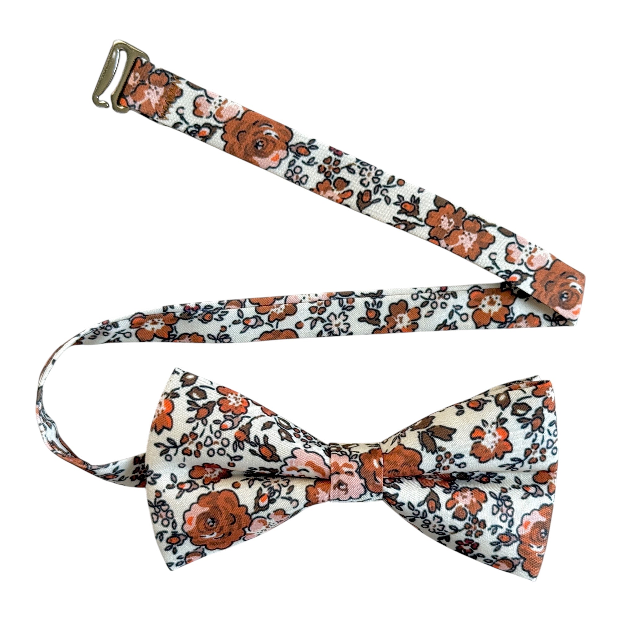 Burnt Orange Floral Bow Tie