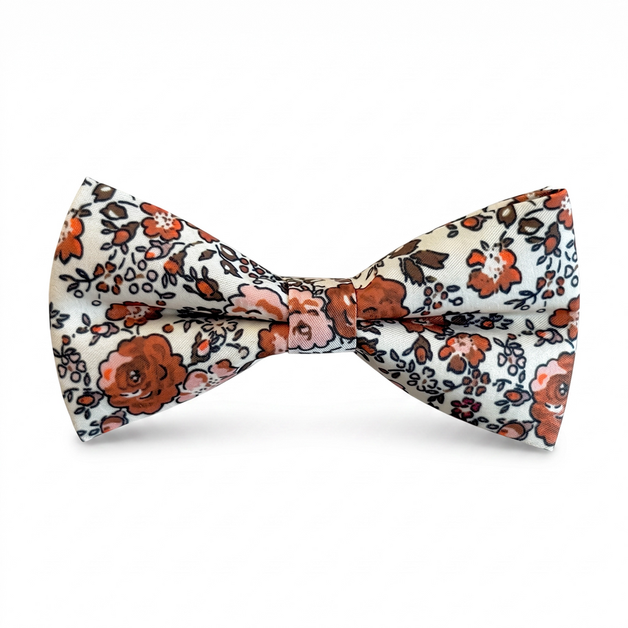 Burnt Orange Floral Bow Tie