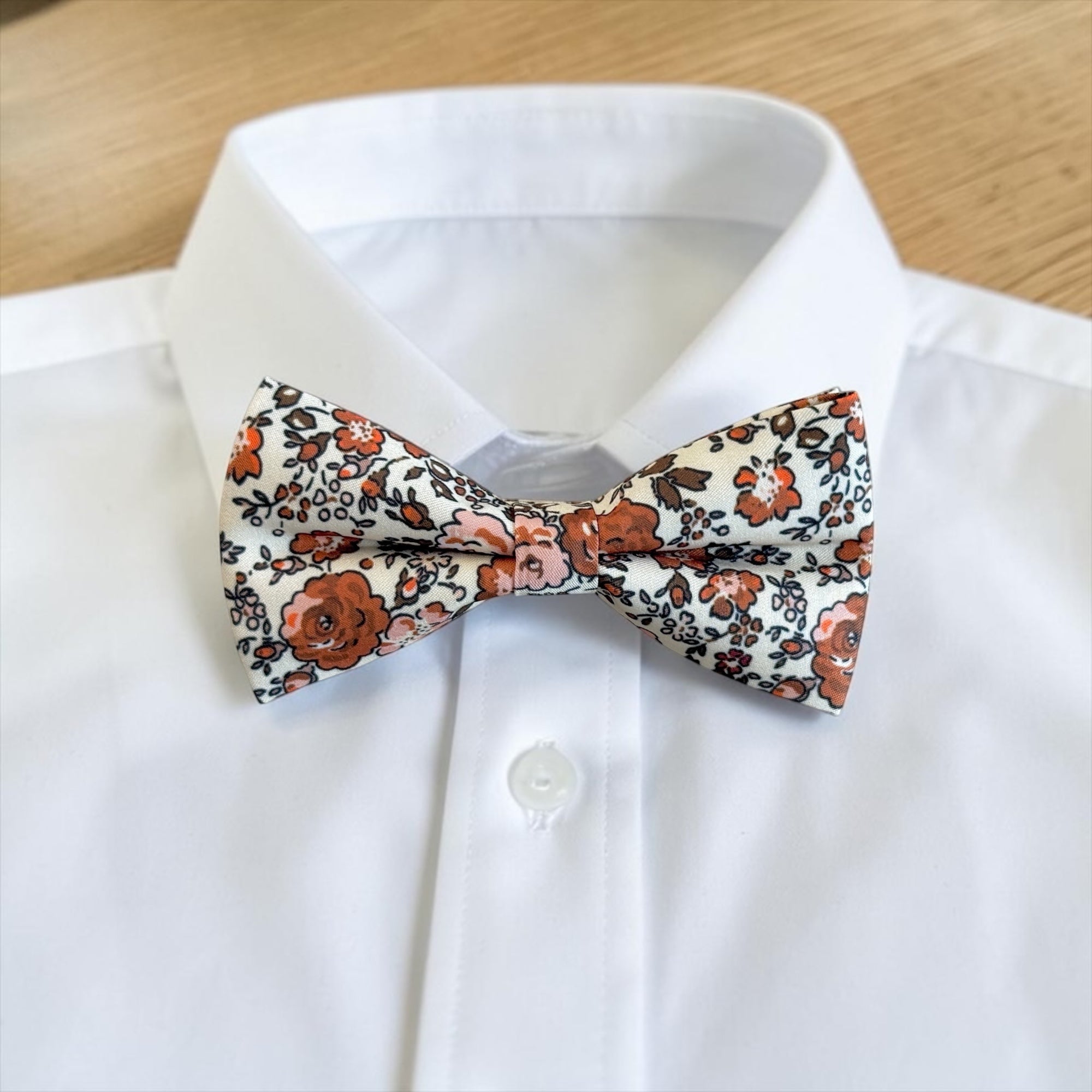 Burnt Orange Floral Bow Tie