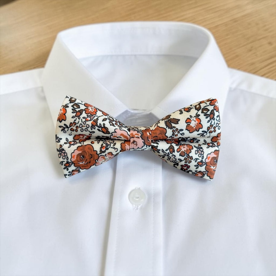 Burnt Orange Floral Bow Tie
