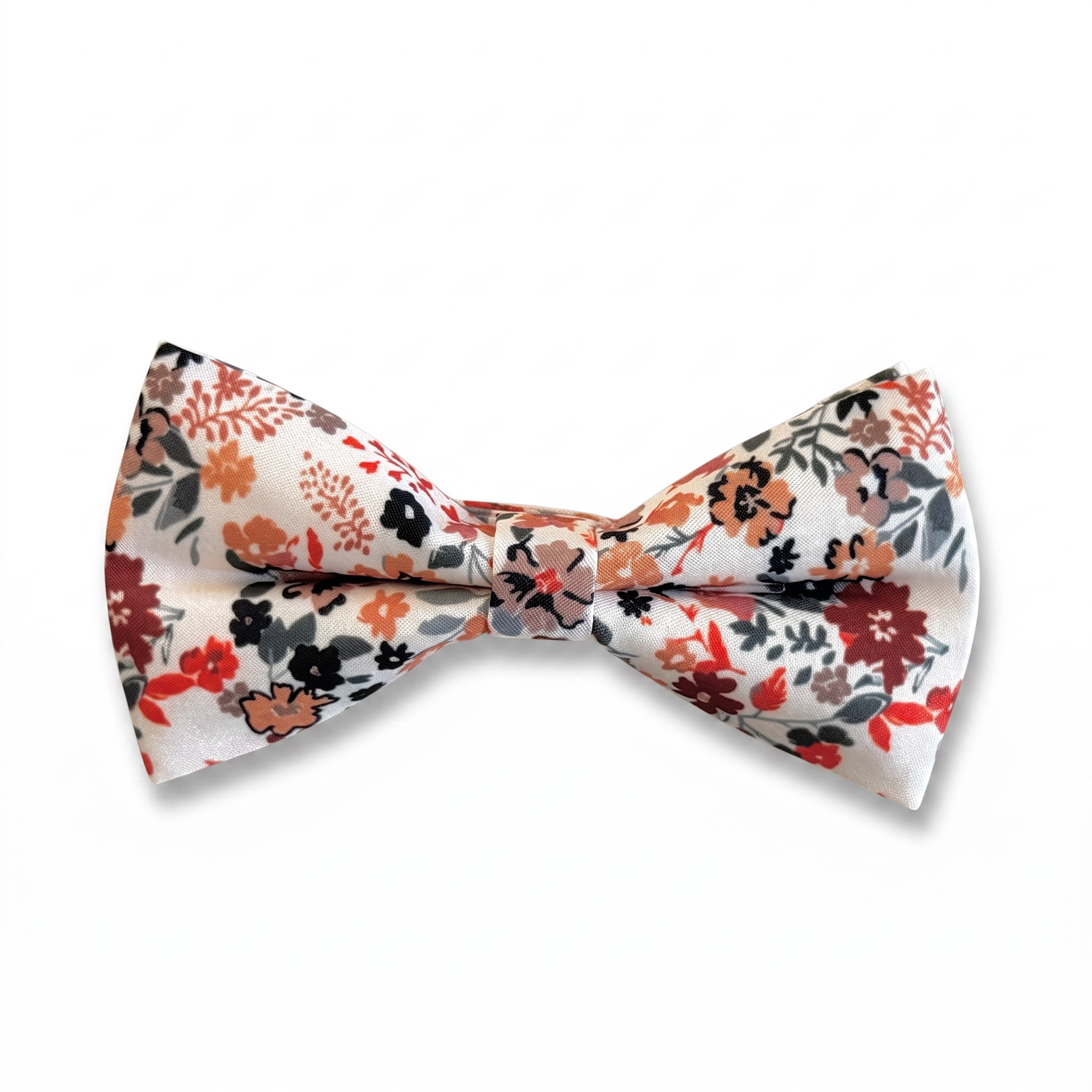 Rust Floral Beige Bow Tie