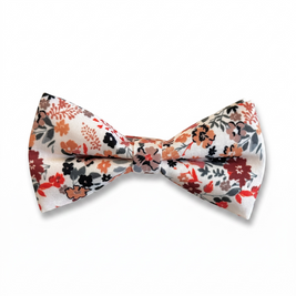 Rust Floral Beige Bow Tie