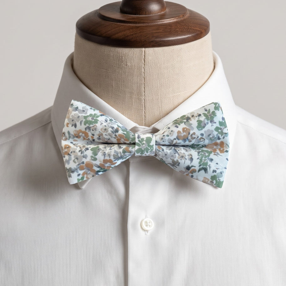 Dusty Sage Green Floral Bow Tie