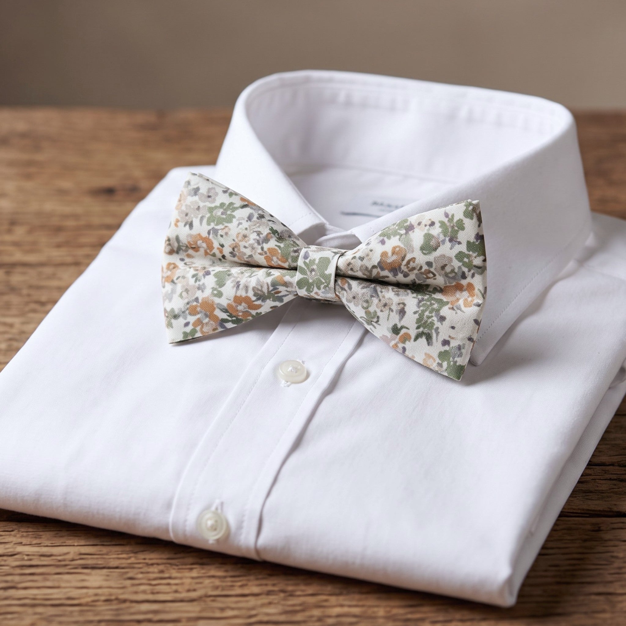 Dusty Sage Green Floral Bow Tie
