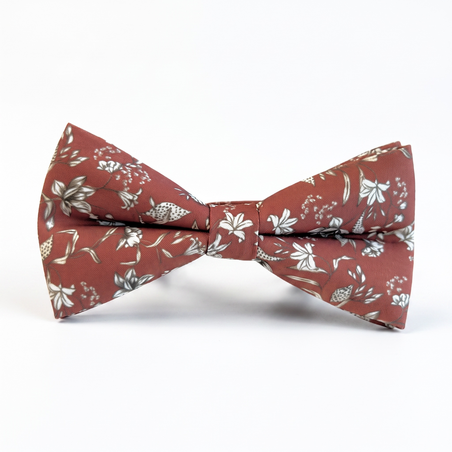 Rust Terracotta Floral Bow Tie