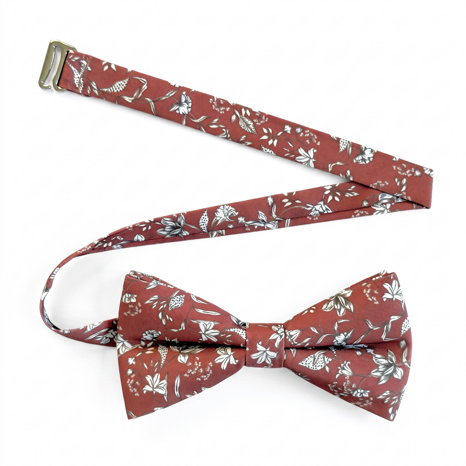 Rust Terracotta Floral Bow Tie