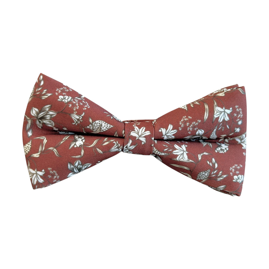 Rust Terracotta Floral Bow Tie
