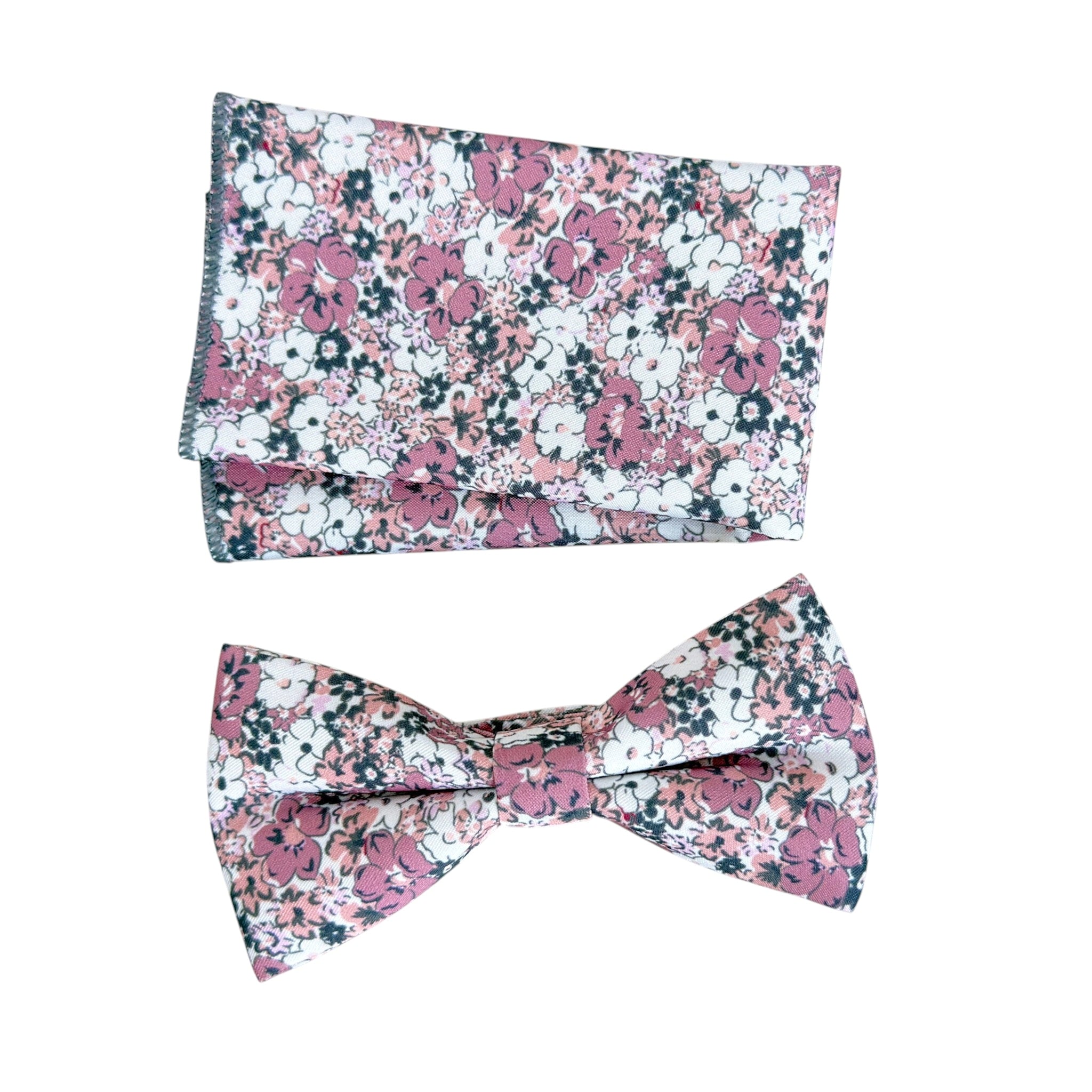 Dusty Pink Floral Bow Tie