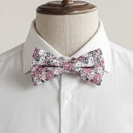 Dusty Pink Floral Bow Tie