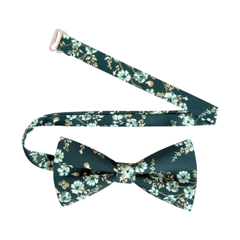 Dark Green Floral Bow Tie for Men, Boys and Toddlers