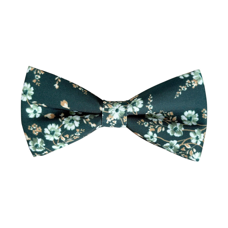 Dark Green Floral Bow Tie for Men, Boys and Toddlers
