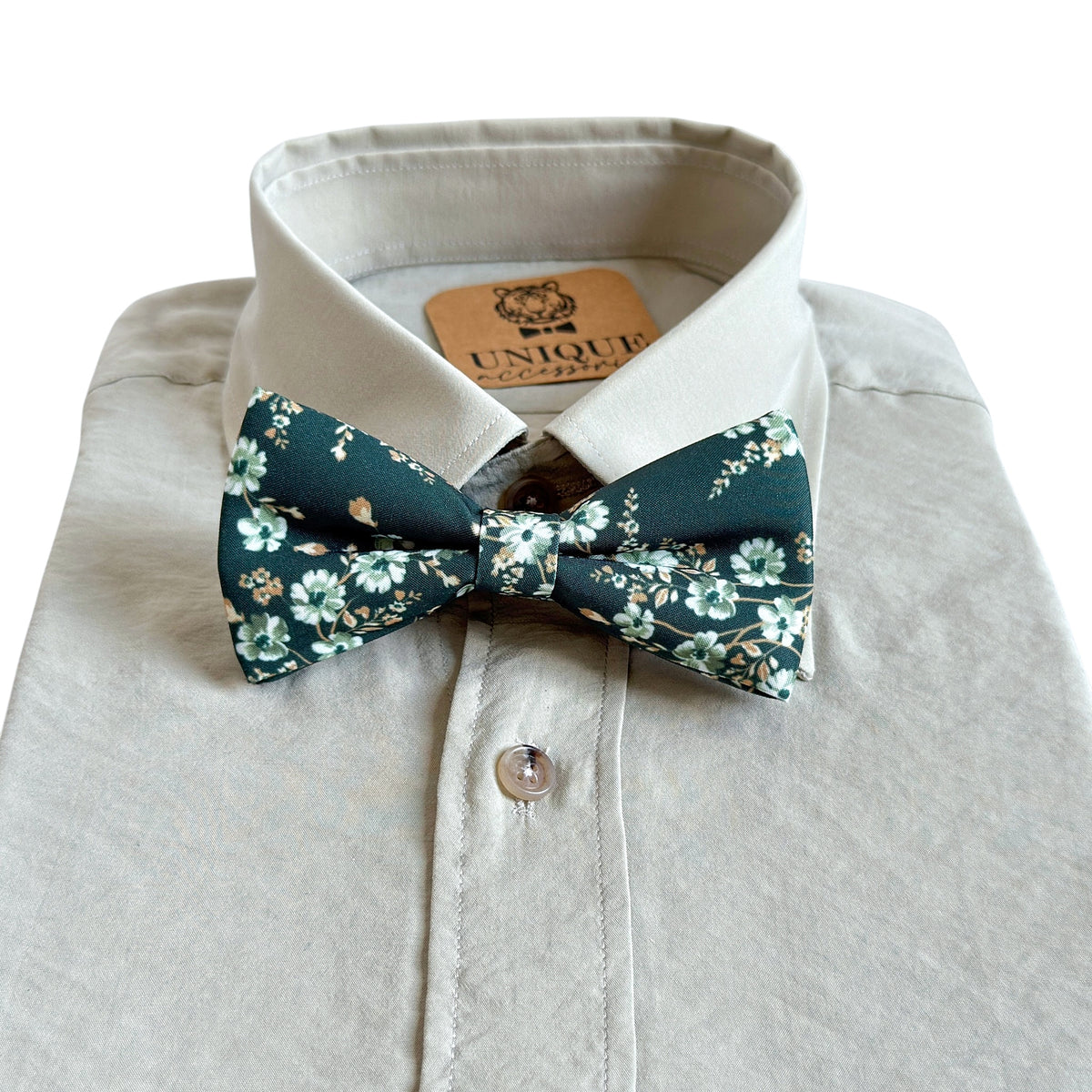 Dark Green Floral Bow Tie for Men, Boys and Toddlers