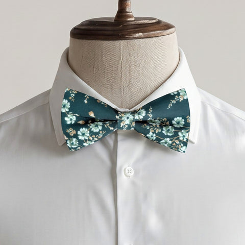 Dark Green Floral Bow Tie for Men, Boys and Toddlers
