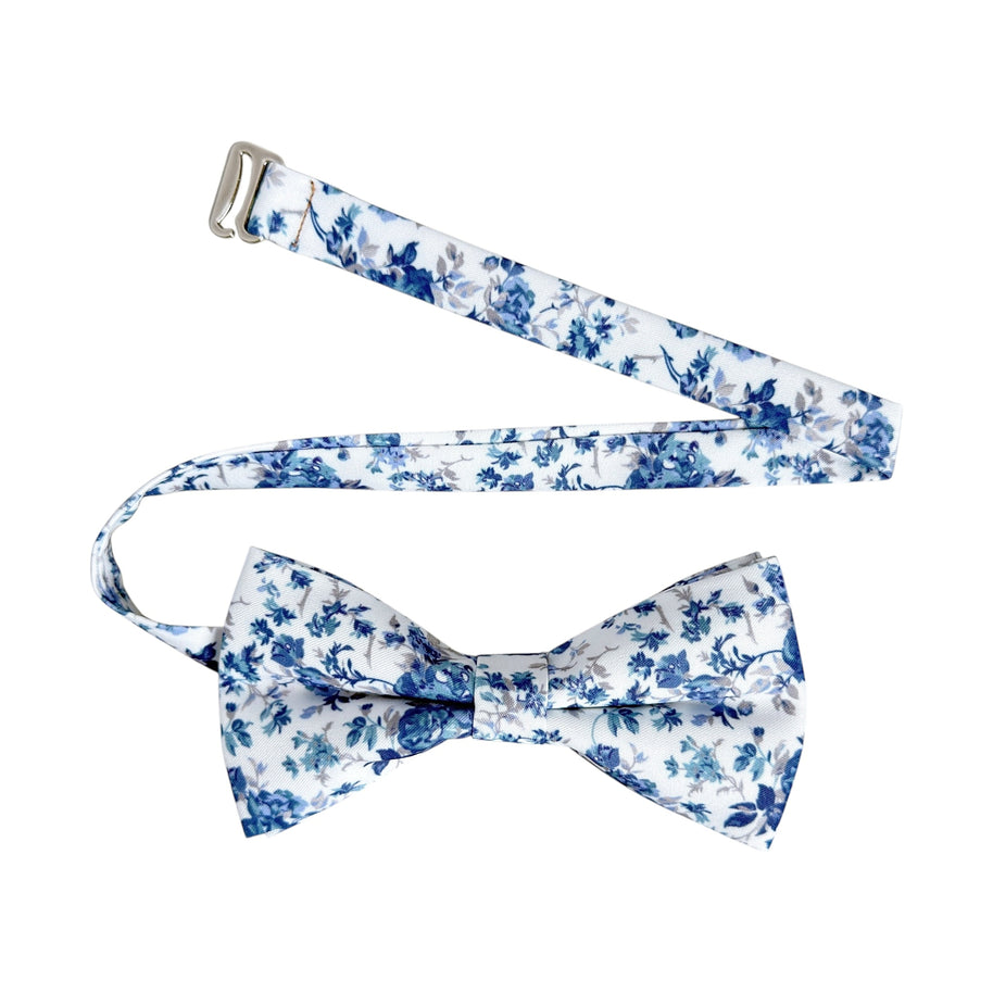 Dusty Blue Floral Bow Tie