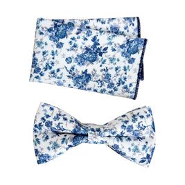 Dusty Blue Floral Bow Tie