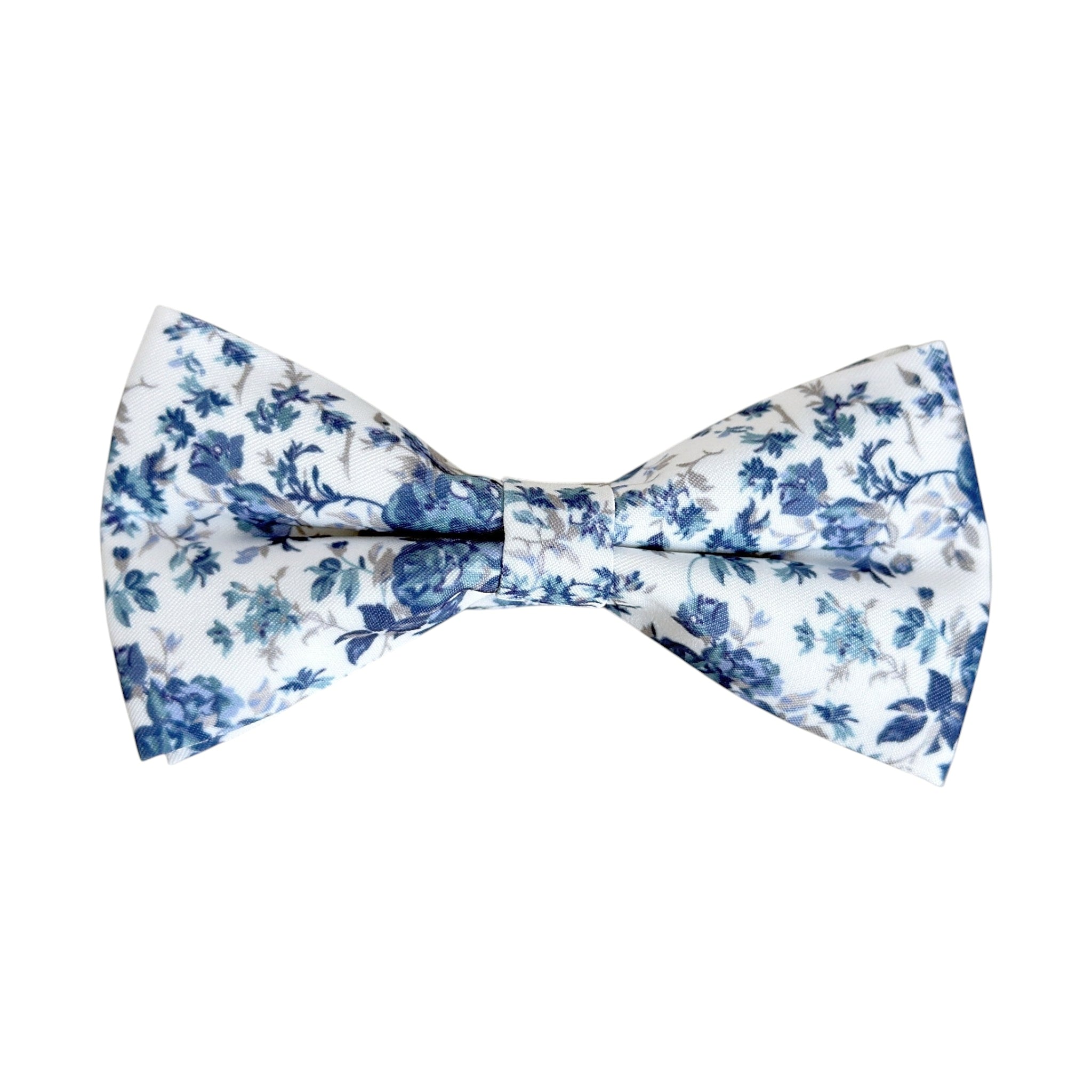 Dusty Blue Floral Bow Tie