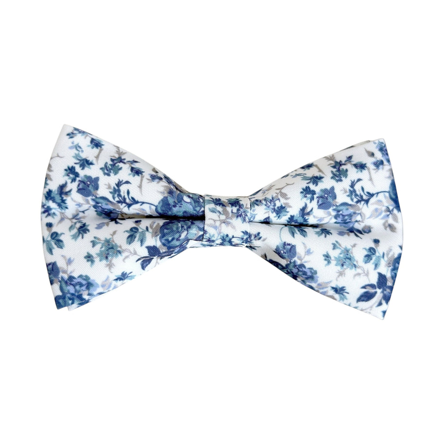 Dusty Blue Floral Bow Tie