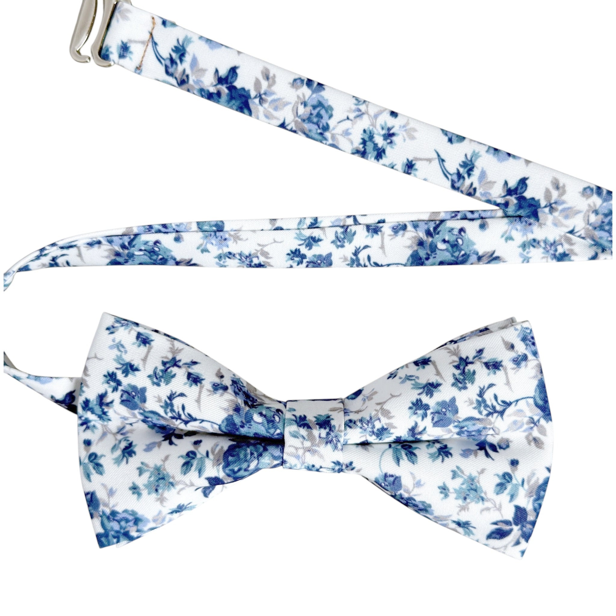 Dusty Blue Floral Bow Tie