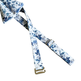 Dusty Blue Floral Bow Tie