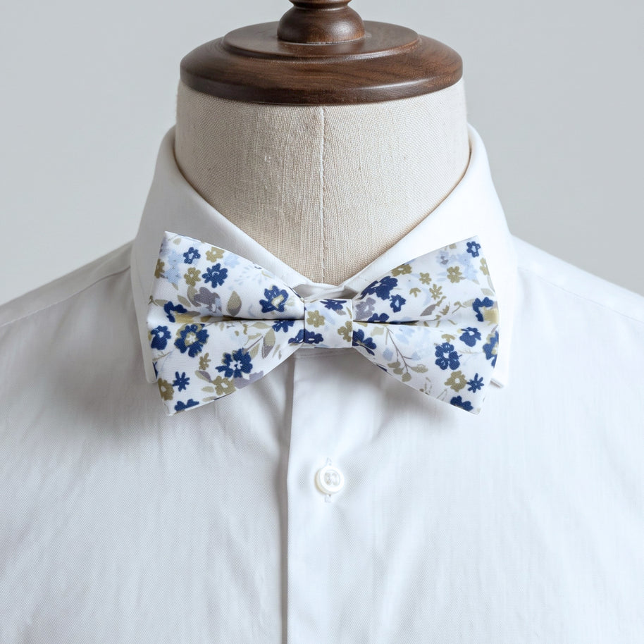Navy Blue Floral Bow Tie
