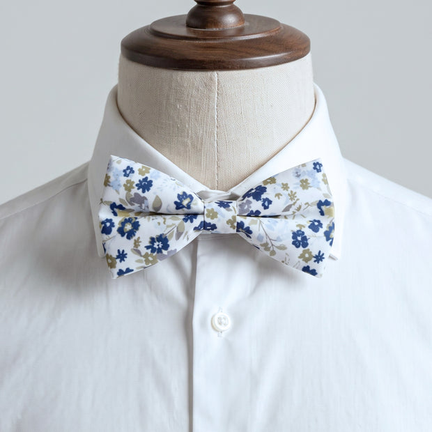 Navy Blue Floral Bow Tie