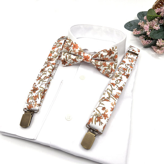 Floral Suspenders, Suspender Bowtie, Wedding Suspenders, Groomsmen Suspenders