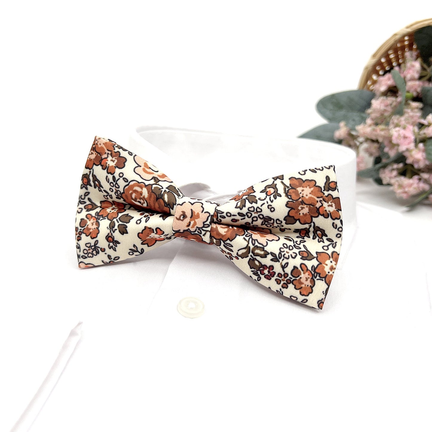 Terracotta Floral Neckties, Wedding Floral Tie, Men Necktie, Groom Necktie, Wedding Tie